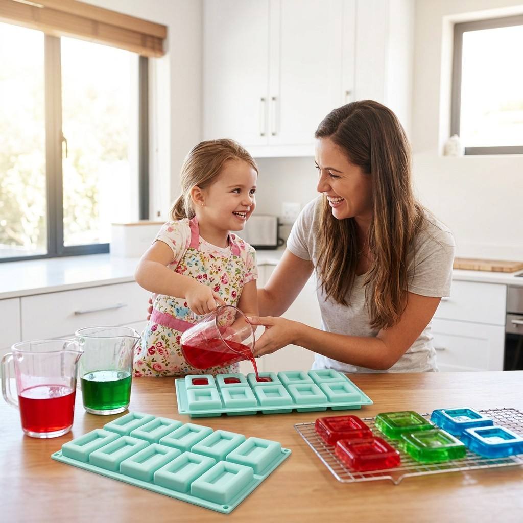 ノンスティック10穴長方形シリコン製ベーキングモールド、フレ - Soap Making Formula のレビューと価格